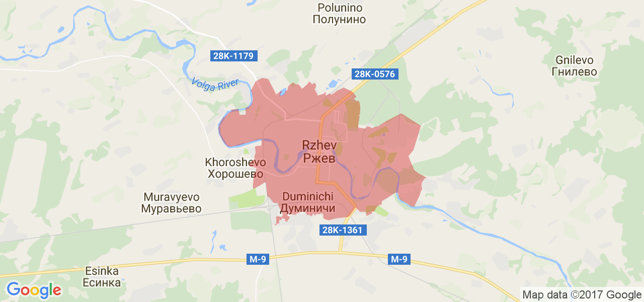 Какие города находятся рядом с курском. Город Ржев на карте.