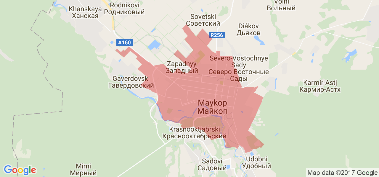 Карта города майкопа с улицами