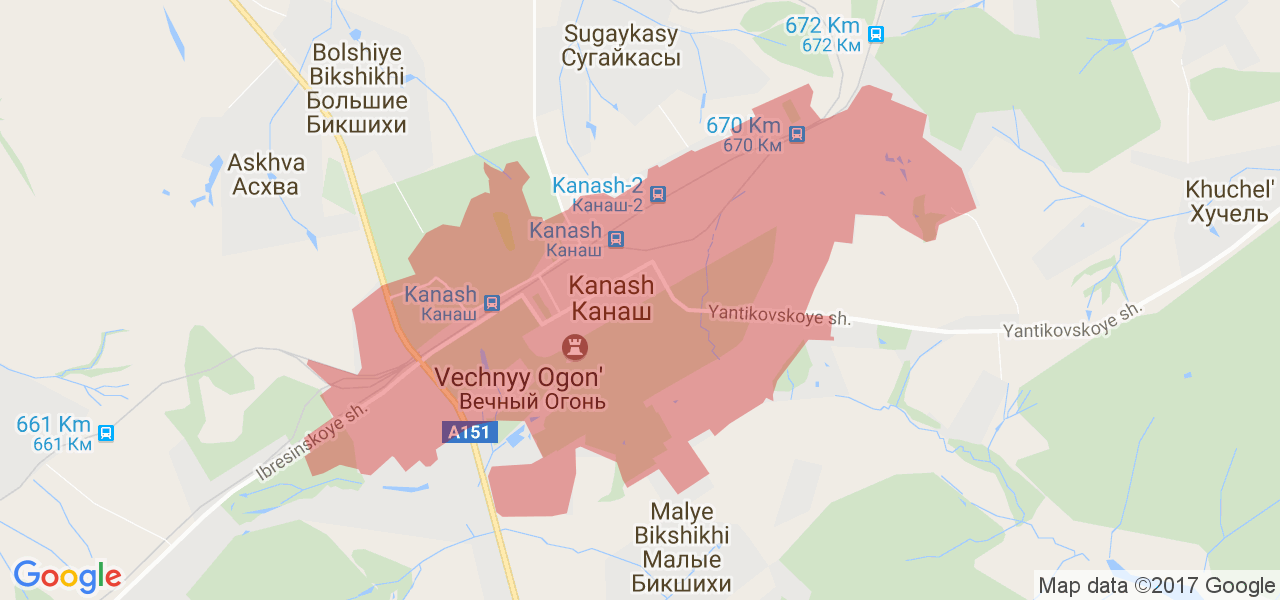 Карта канаша со спутника с улицами и номерами домов