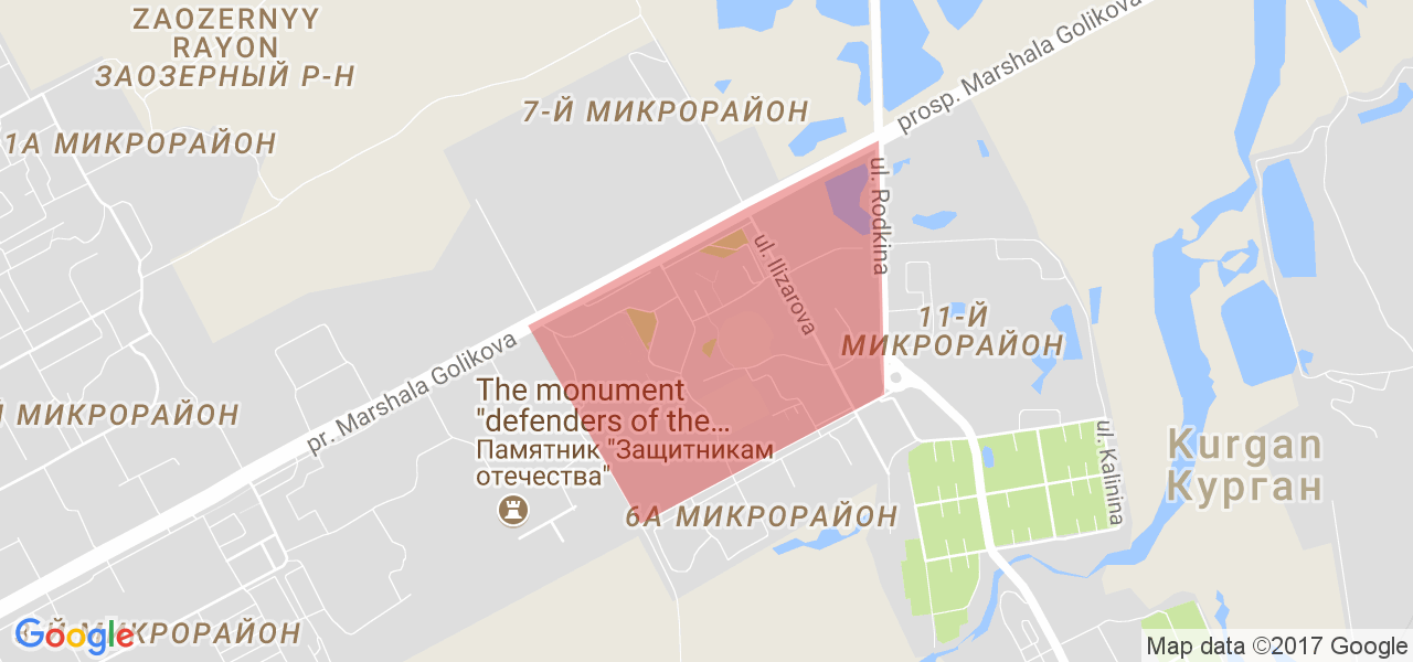 Карта заозерного курган с микрорайонами