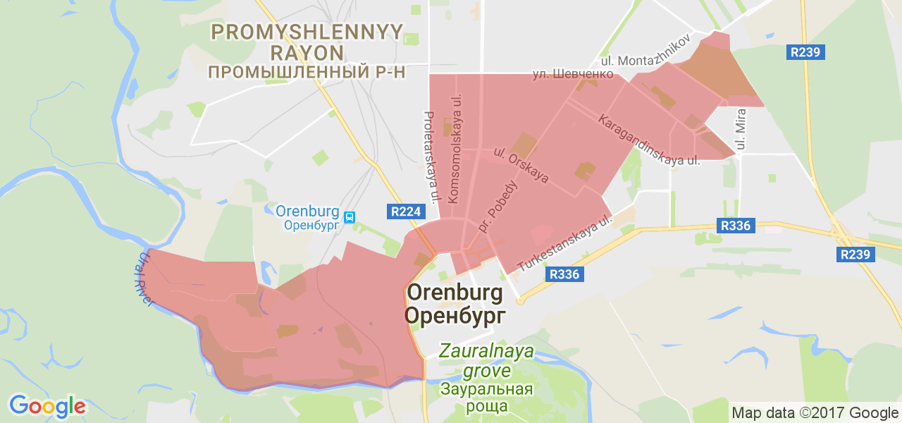 Карта оренбурга с районами города