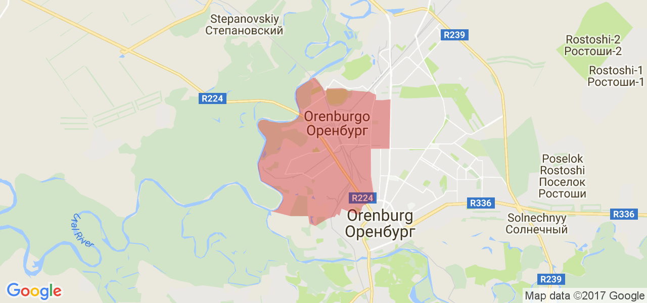 Оренбург на карте