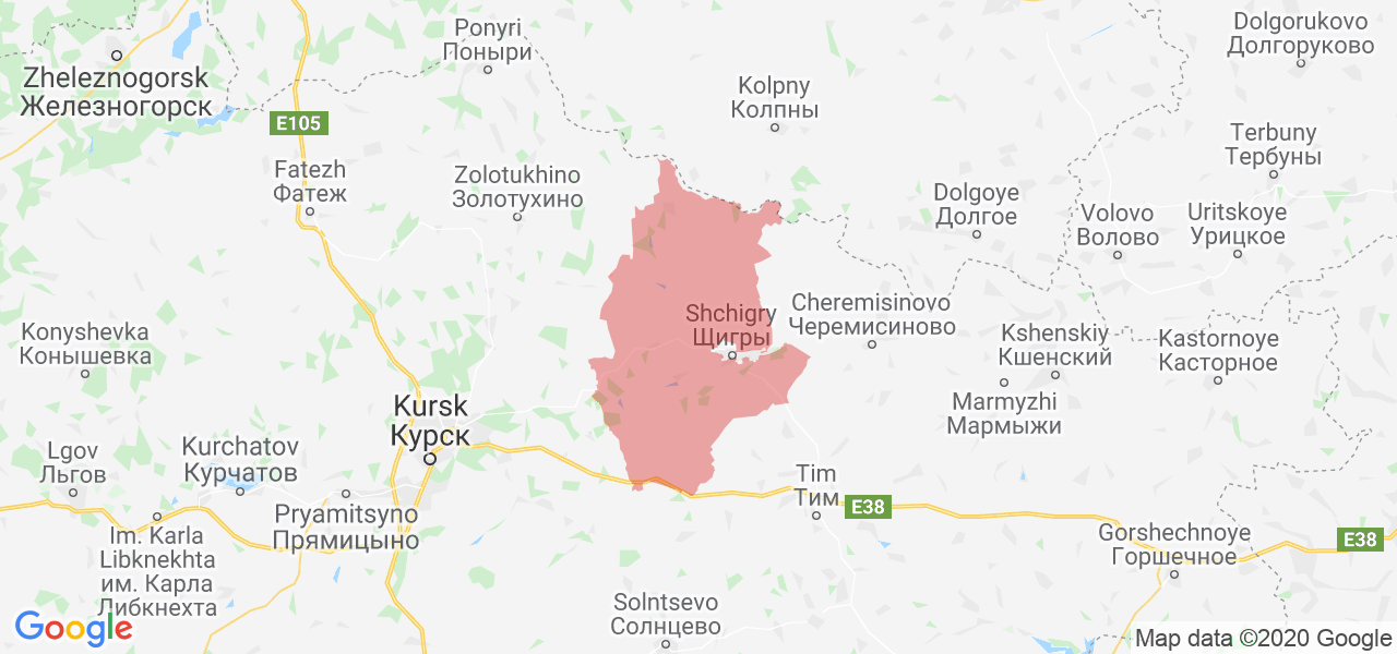 Изображение Щигровского района Курской области на карте