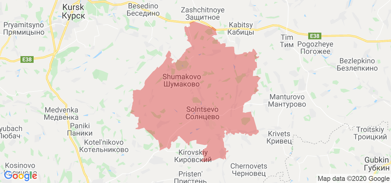 Изображение Солнцевского района Курской области на карте