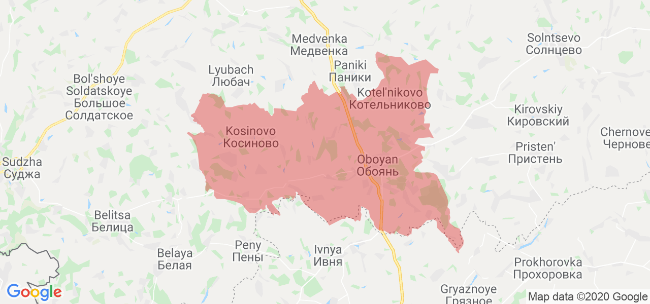 Изображение Обоянского района Курской области на карте