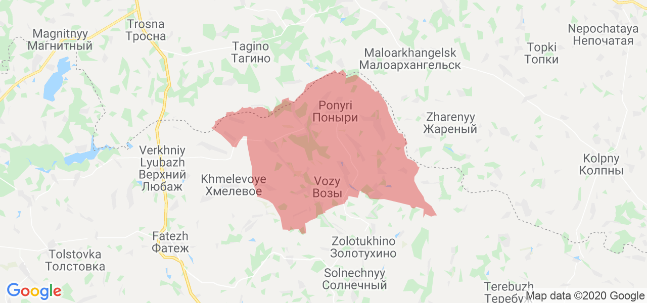 Изображение Поныровского района Курской области на карте