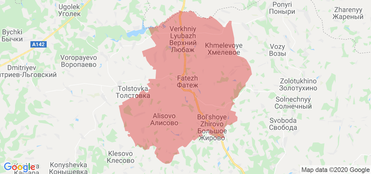 Изображение Фатежского района Курской области на карте