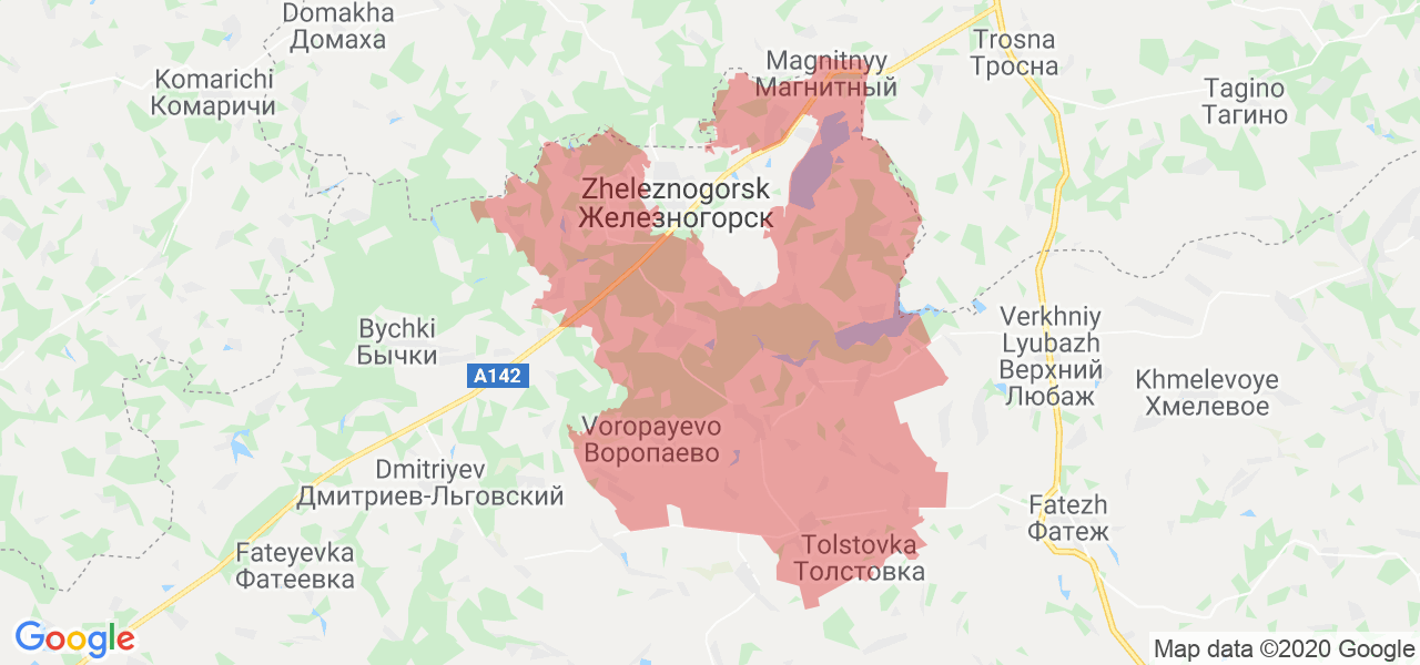 Изображение Железногорского района Курской области на карте