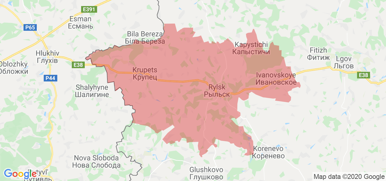 Изображение Рыльского района Курской области на карте