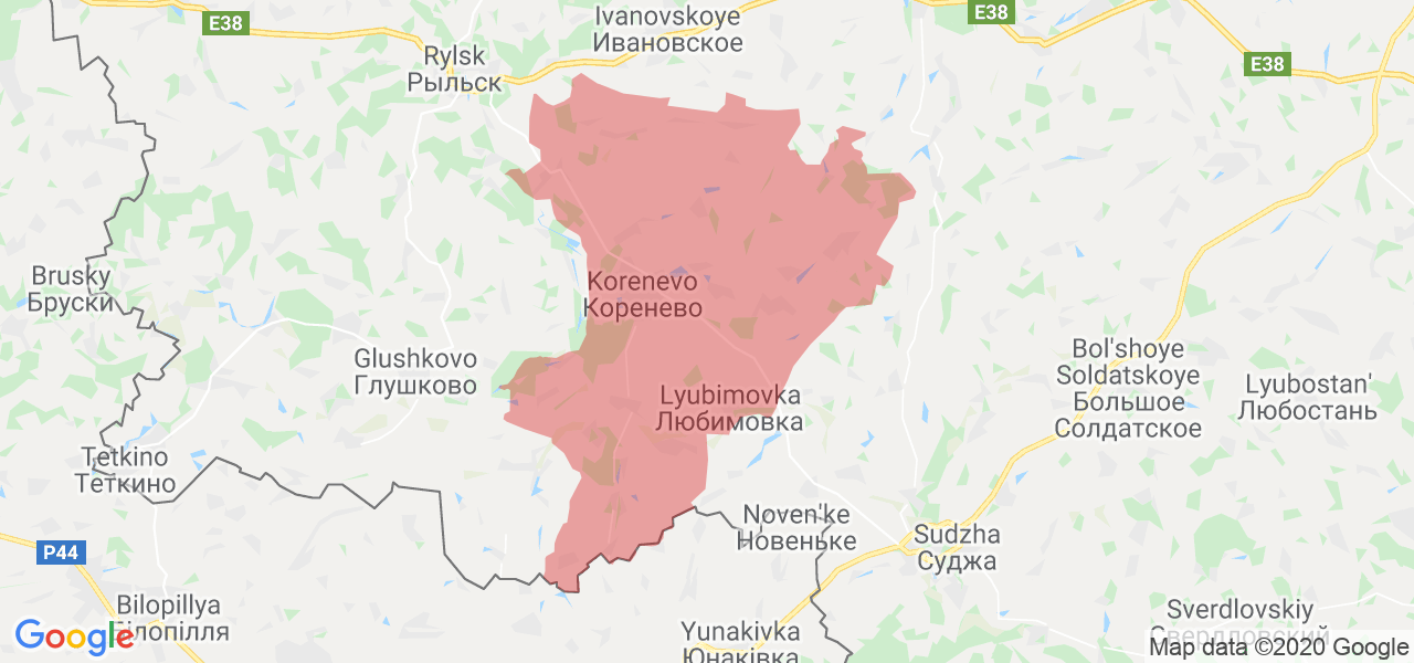 Изображение Кореневского района Курской области на карте