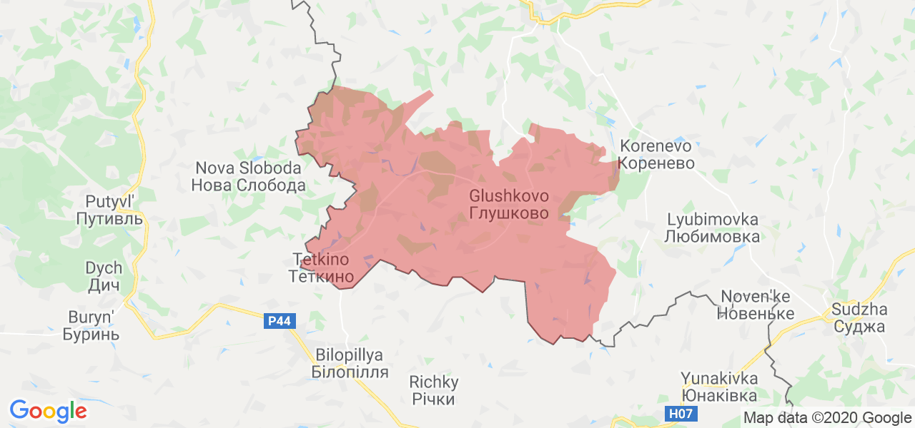 Изображение Глушковского района Курской области на карте Изображение Глушковского района Курской области на карте