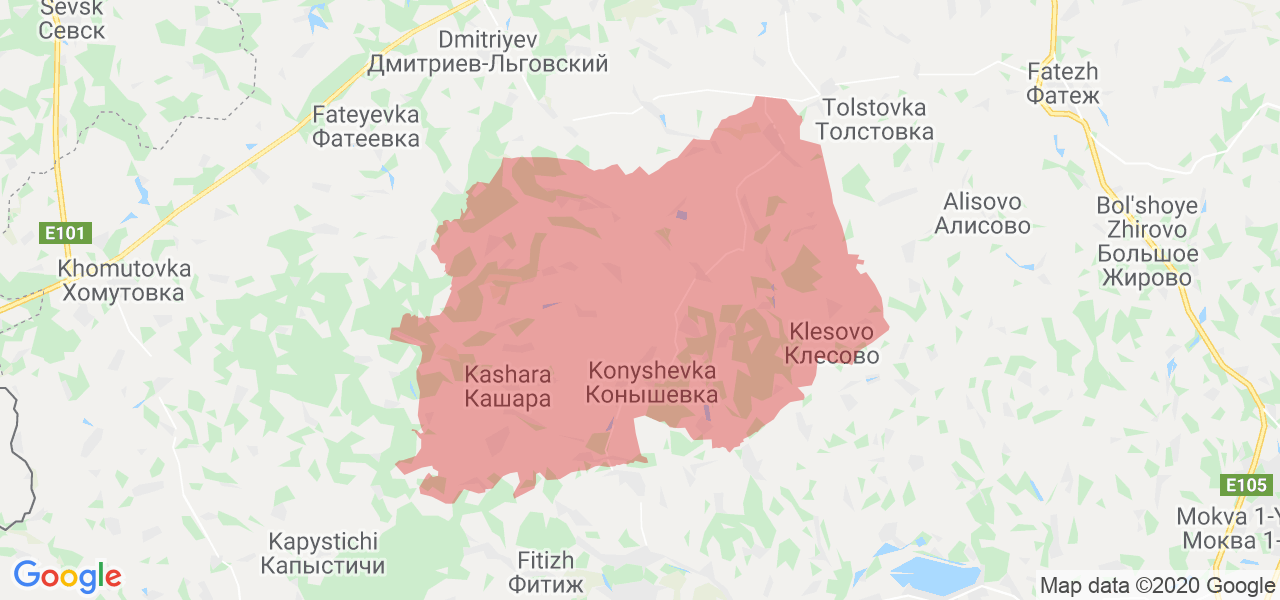 Изображение Конышёвского района Курской области на карте