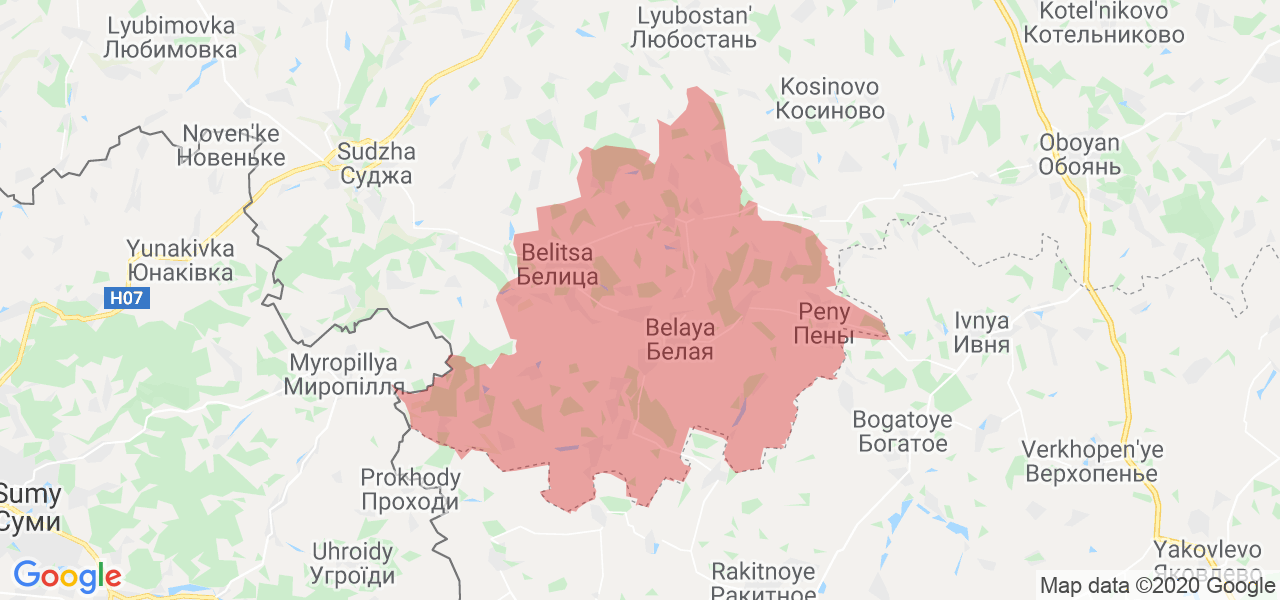 Изображение Беловского района Курской области на карте