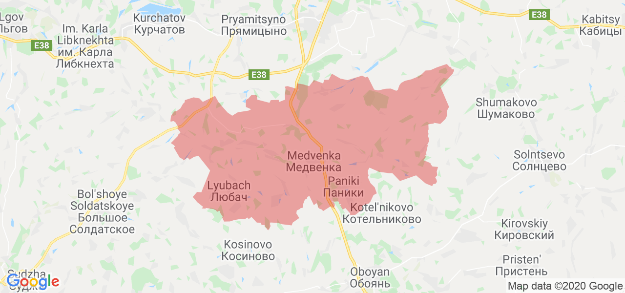 Изображение Медвенского района Курской области на карте