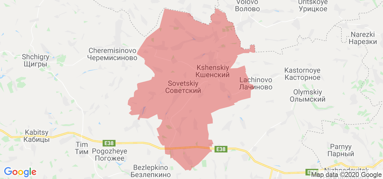 Изображение Советского района Курской области на карте