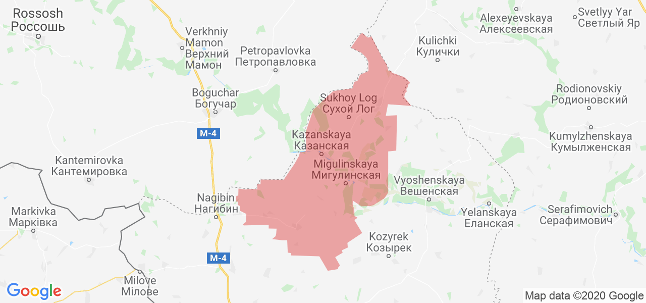 Изображение Верхнедонского района Ростовской области на карте