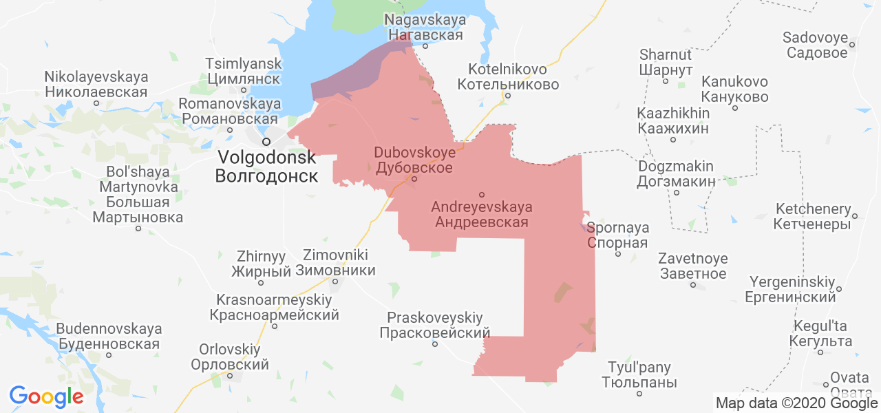 Изображение Дубовского района Ростовской области на карте