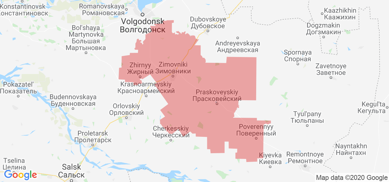 Изображение Зимовниковского района Ростовской области на карте