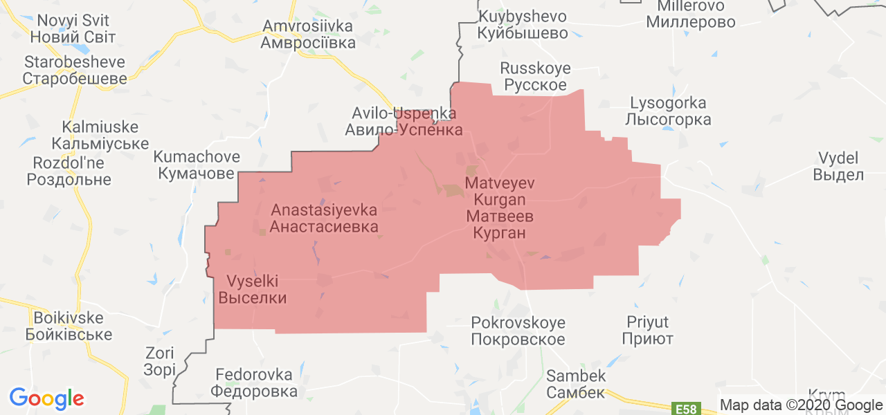 Изображение Матвеево-Курганского района Ростовской области на карте