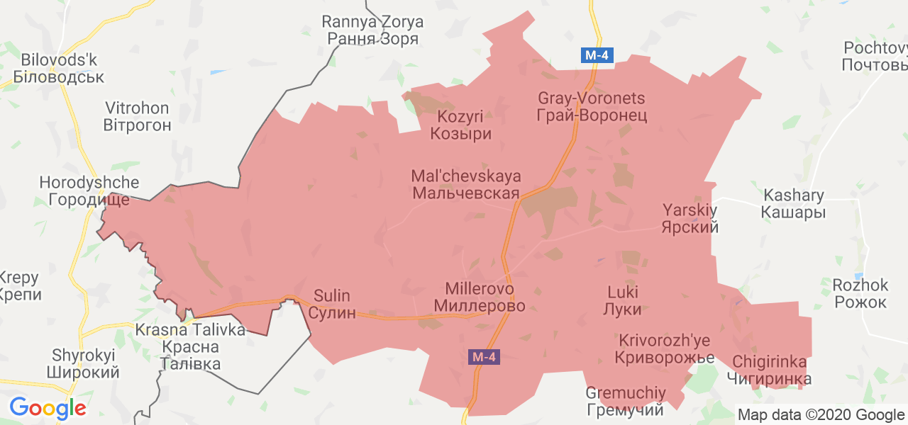 Изображение Миллеровского района Ростовской области на карте
