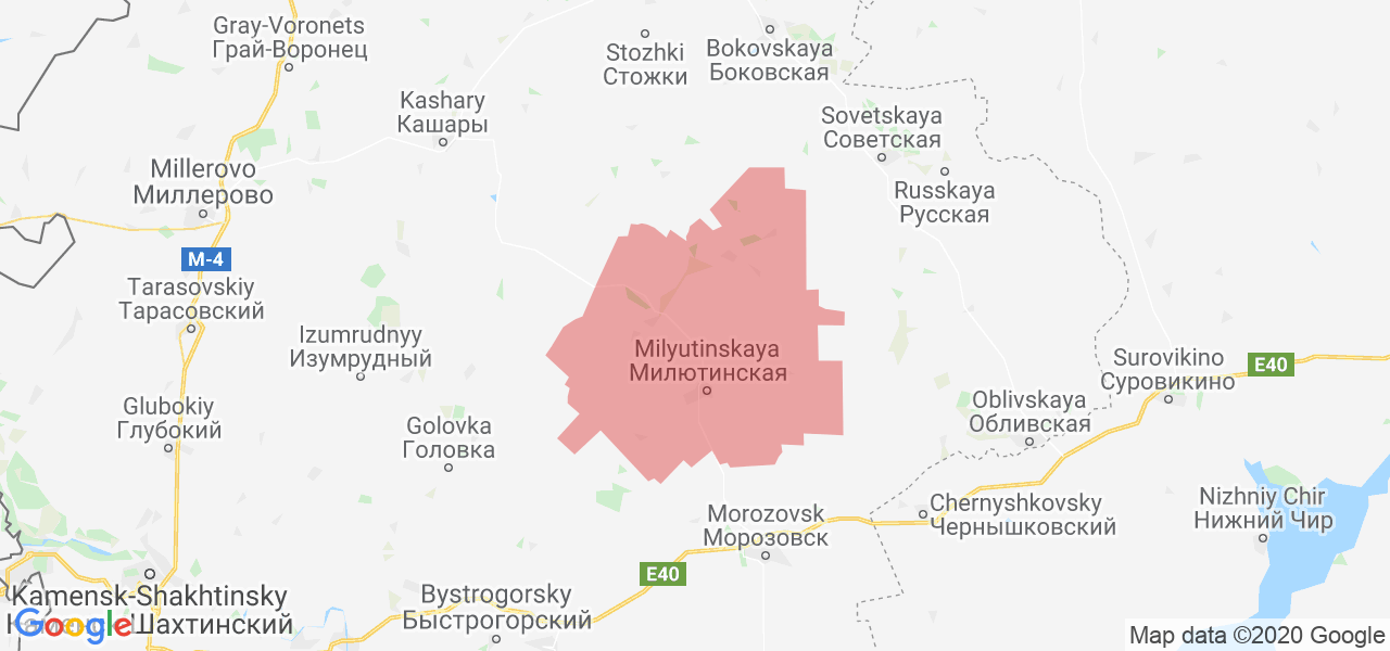 Изображение Милютинского района Ростовской области на карте