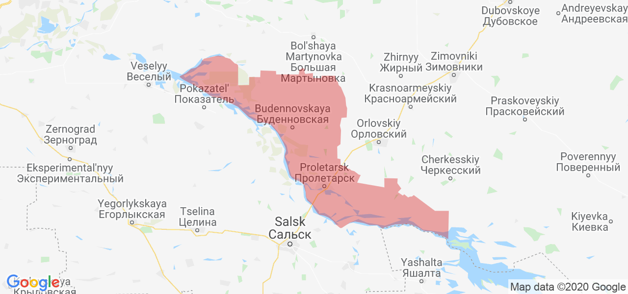 Изображение Пролетарского района Ростовской области на карте