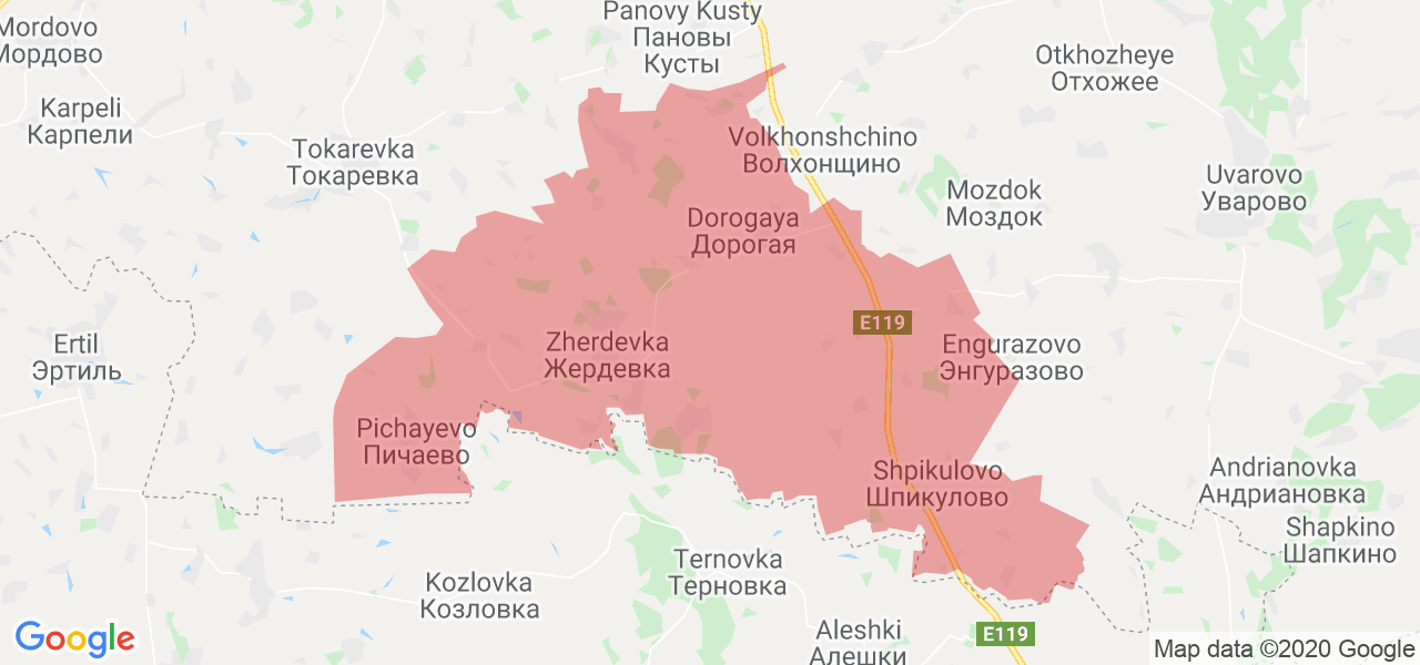 Изображение Жердевского района Тамбовской области на карте