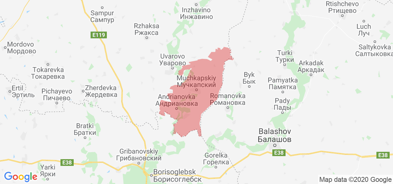Изображение Мучкапского района Тамбовской области на карте