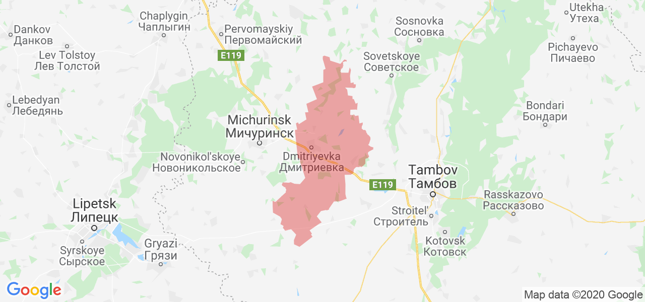 Изображение Никифоровского района Тамбовской области на карте