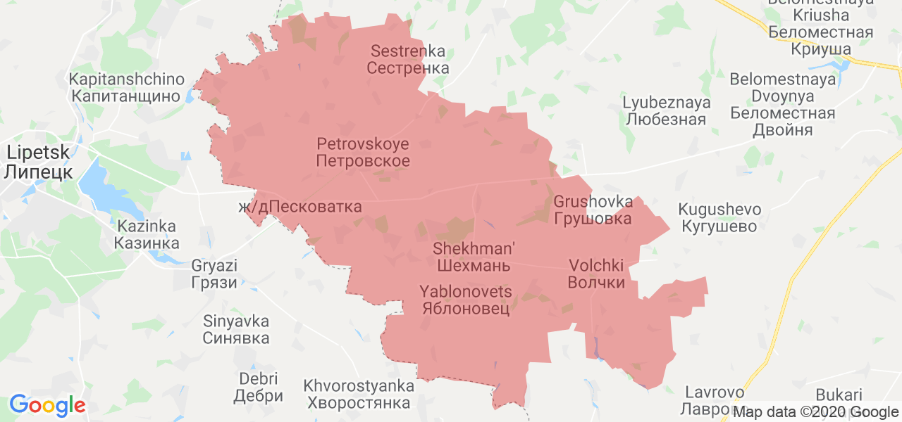 Изображение Петровского района Тамбовской области на карте