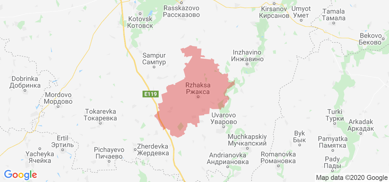 Изображение Ржаксинского района Тамбовской области на карте