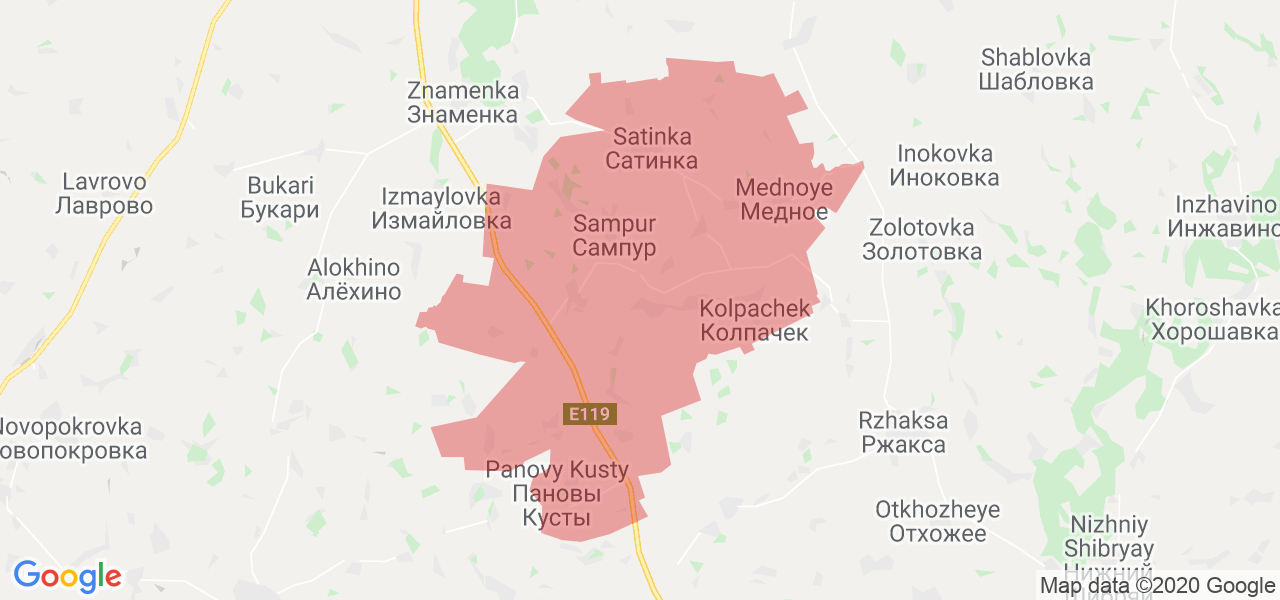 Изображение Сампурского района Тамбовской области на карте