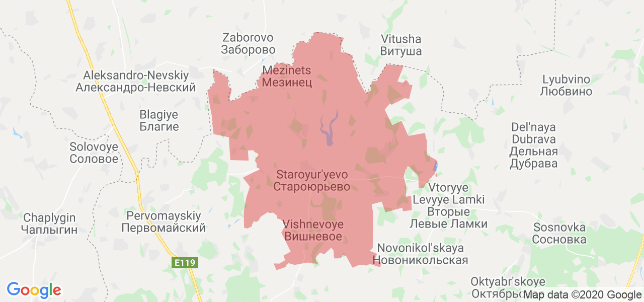 Изображение Староюрьевского района Тамбовской области на карте