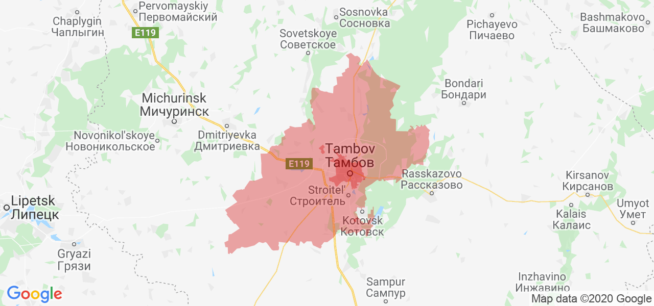 Изображение Тамбовского района Тамбовской области на карте