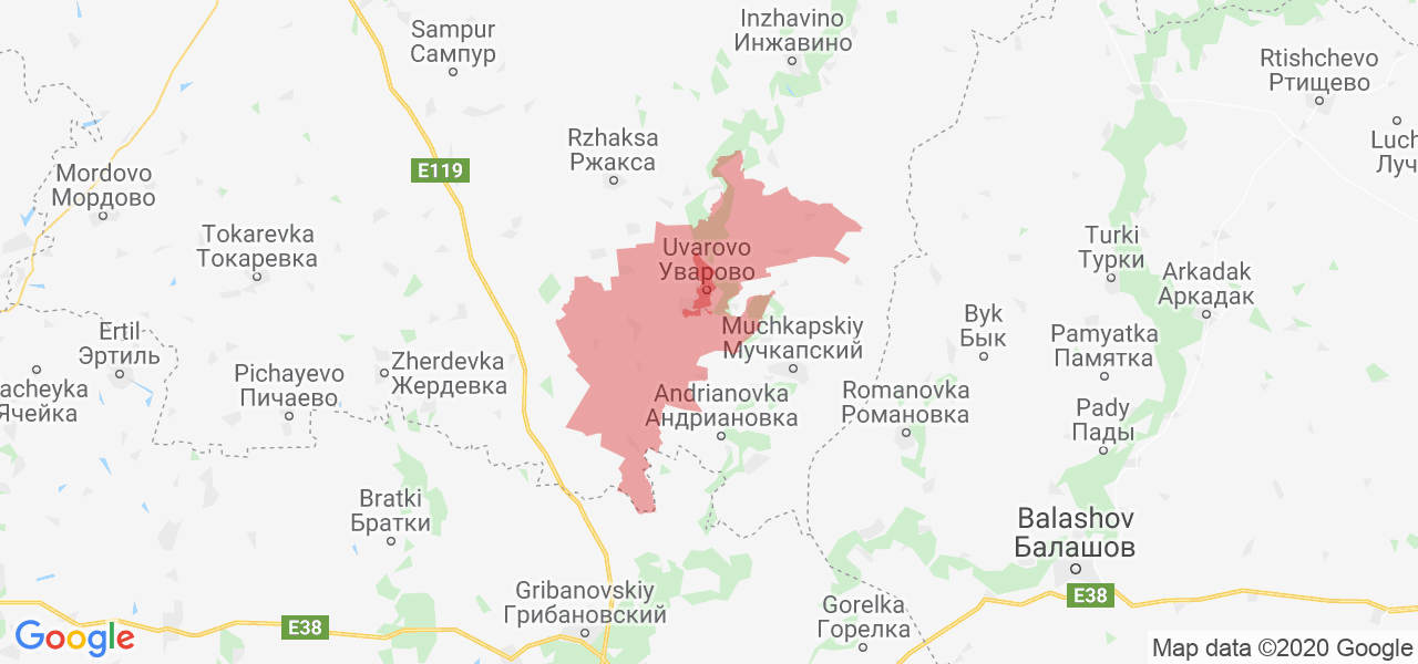 Изображение Уваровского района Тамбовской области на карте