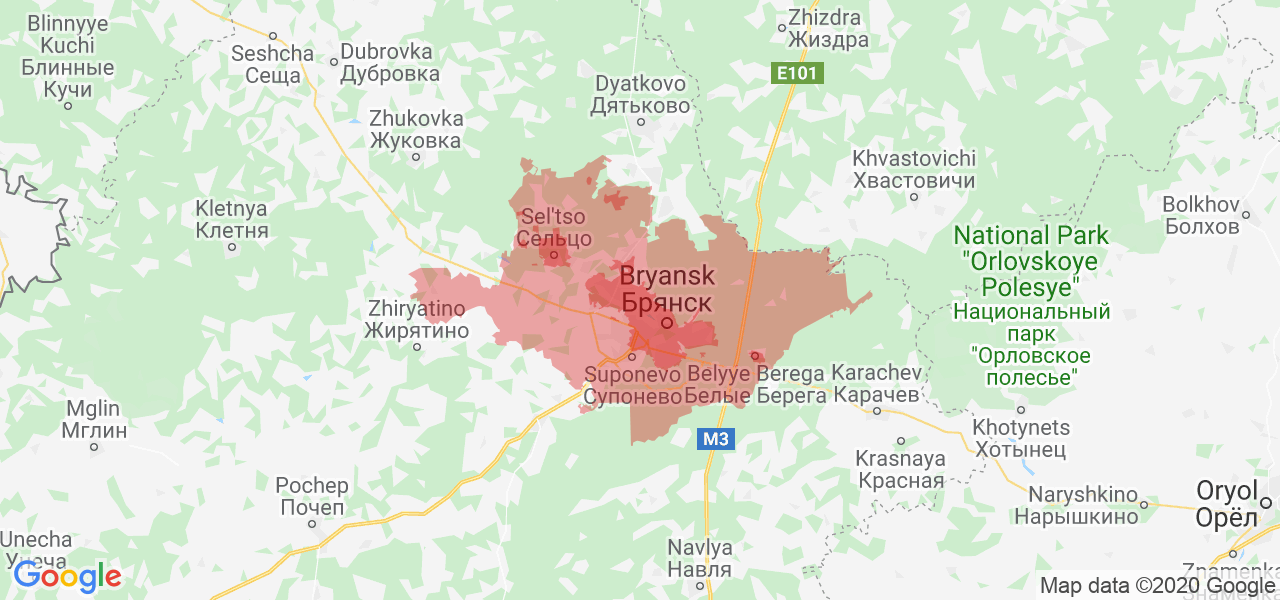 Изображение Брянского района Брянской области на карте
