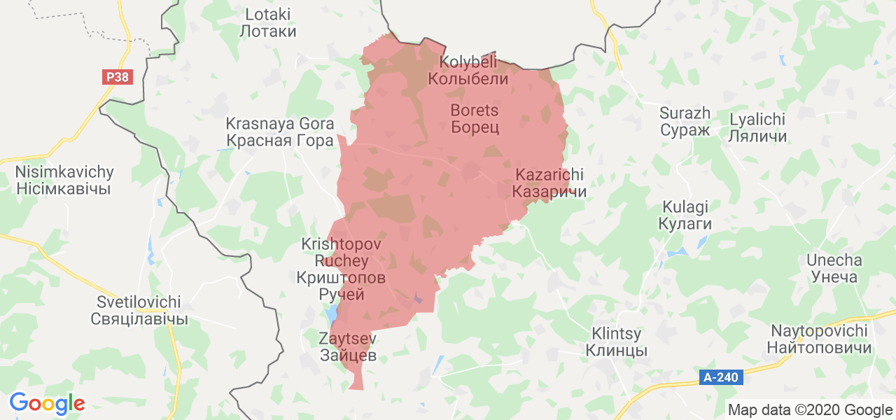 Изображение Гордеевского района Брянской области на карте