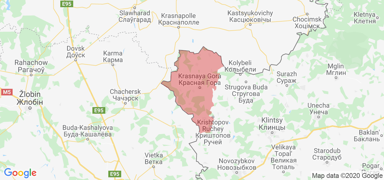 Изображение Красногорского района Брянской области на карте