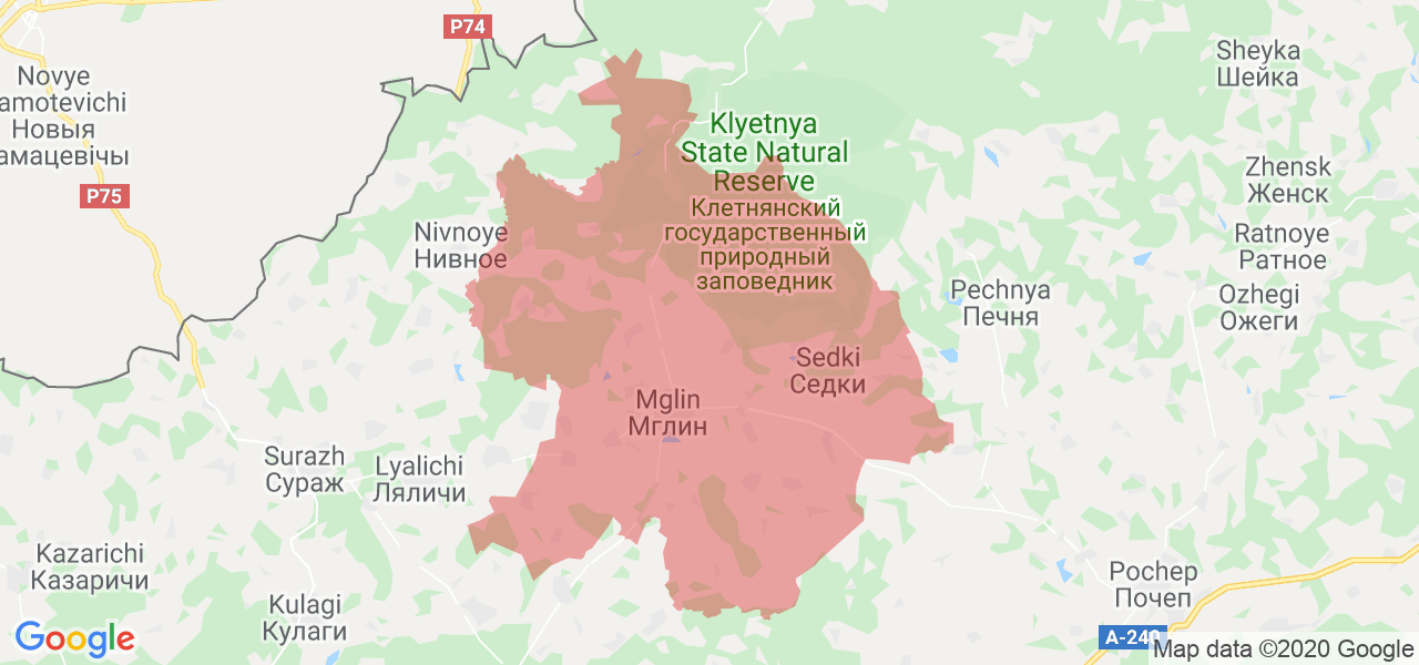 Изображение Мглинского района Брянской области на карте