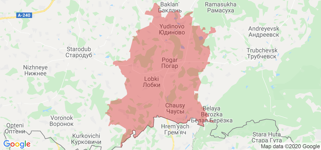 Изображение Погарского района Брянской области на карте