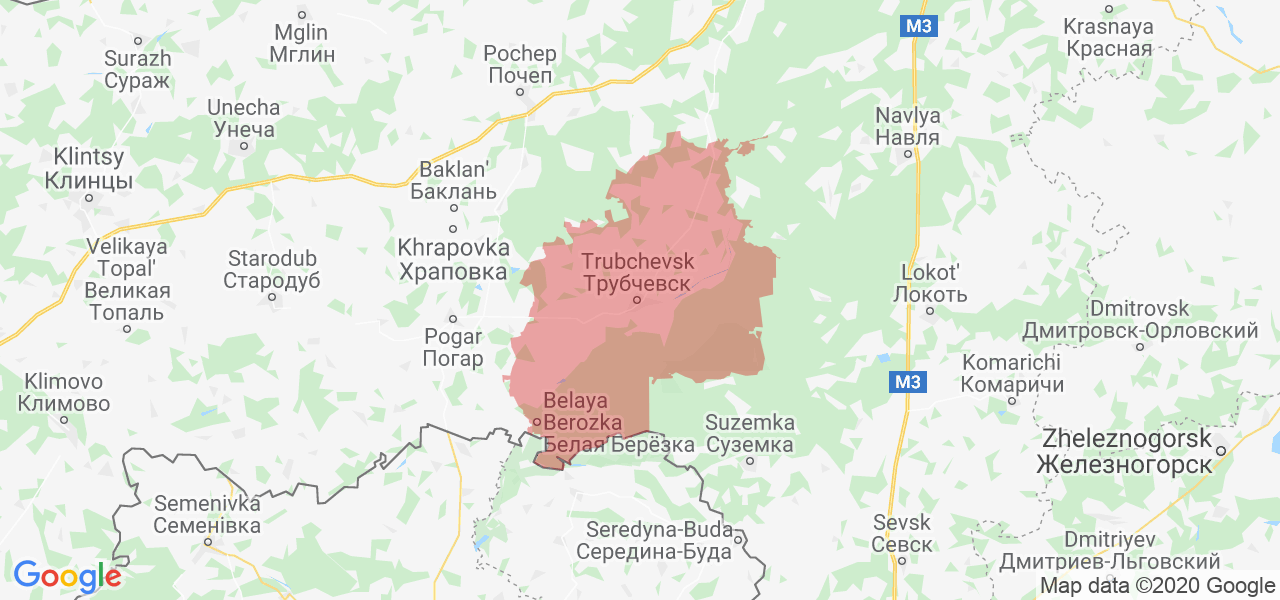 Изображение Трубчевского района Брянской области на карте