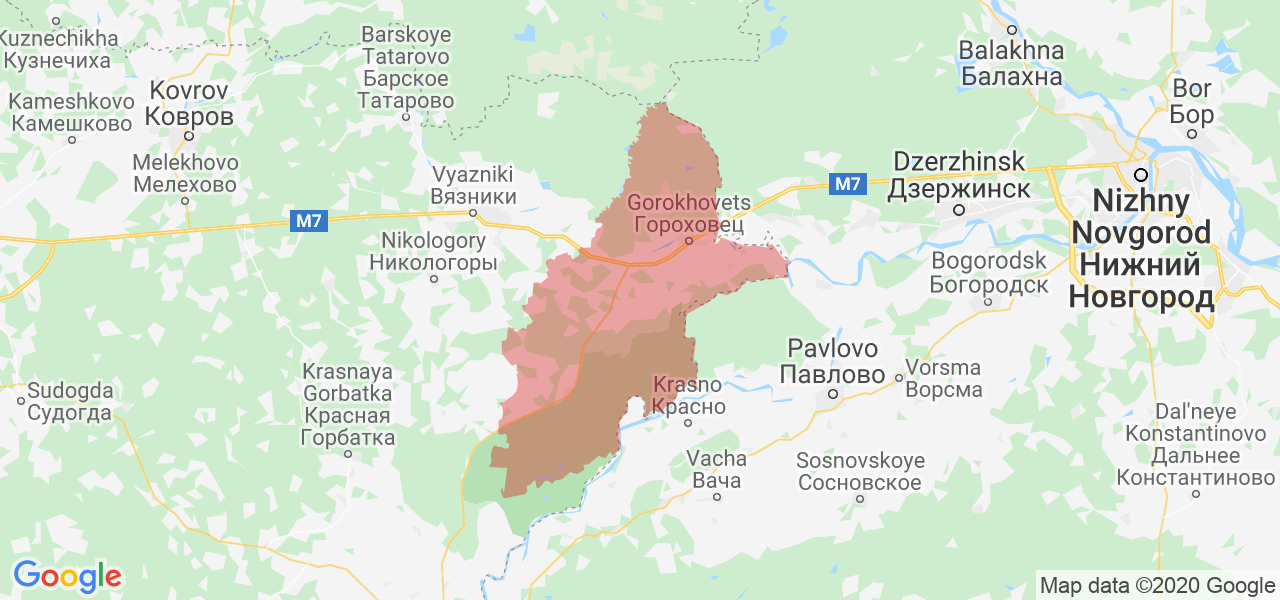 Изображение Гороховецкий район Владимирской области на карте