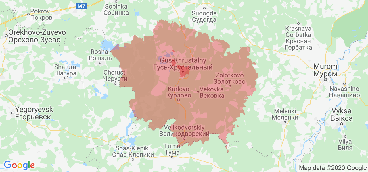 Изображение Гусь-Хрустальный район Владимирской области на карте