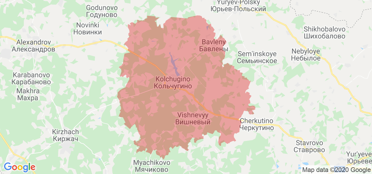 Изображение Кольчугинского района Владимирской области на карте