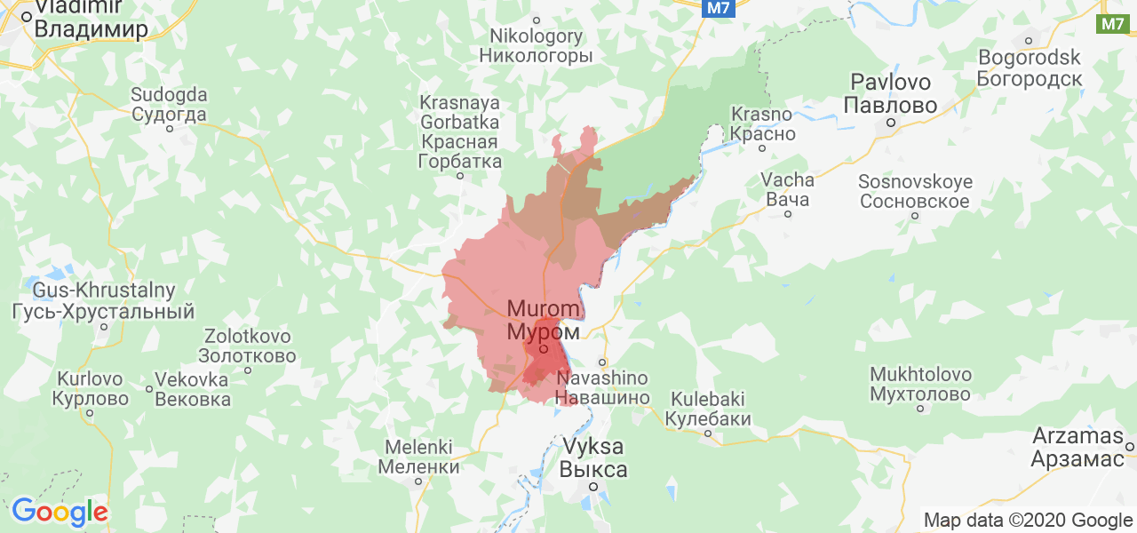Изображение Муромского района Владимирской области на карте