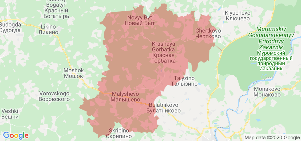 Изображение Селивановского района Владимирской области на карте