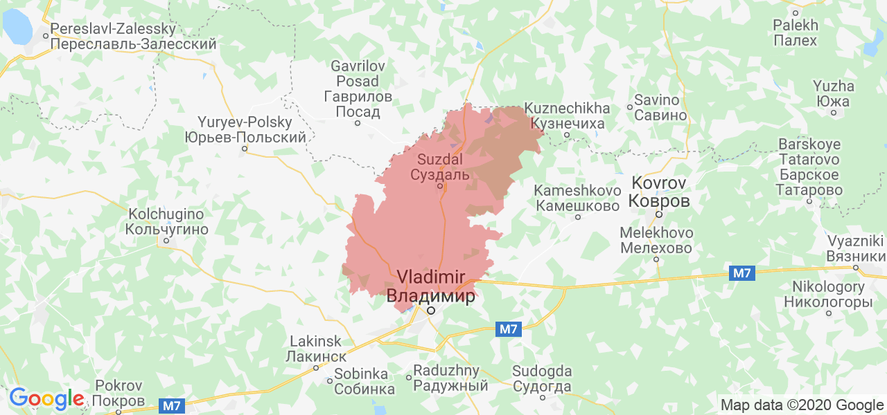 Изображение Суздальского района Владимирской области на карте