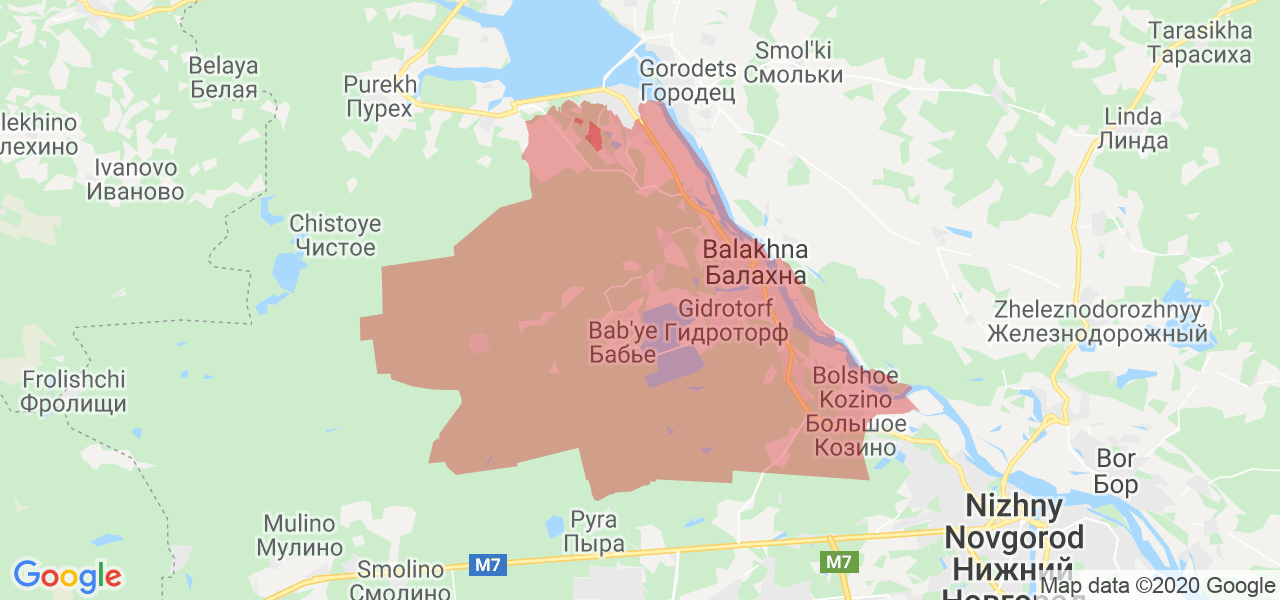 Изображение Балахнинского района Нижегородской области на карте