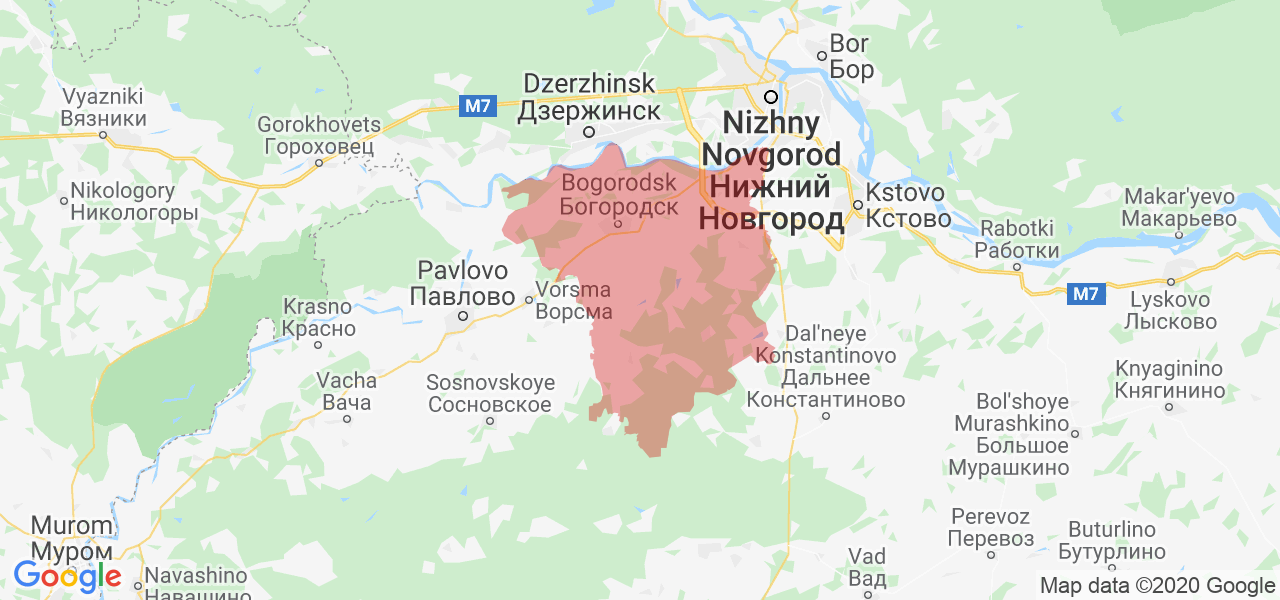 Изображение Богородского района Нижегородской области на карте