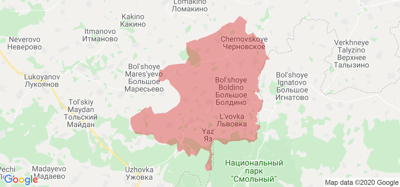 Изображение Большеболдинского района Нижегородской области на карте